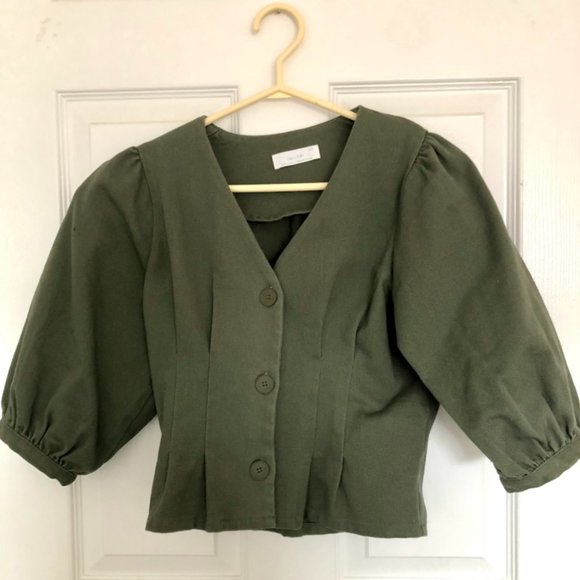 Oak and Fort - puff/quarter length sleeve blouse - Picture 1 of 2